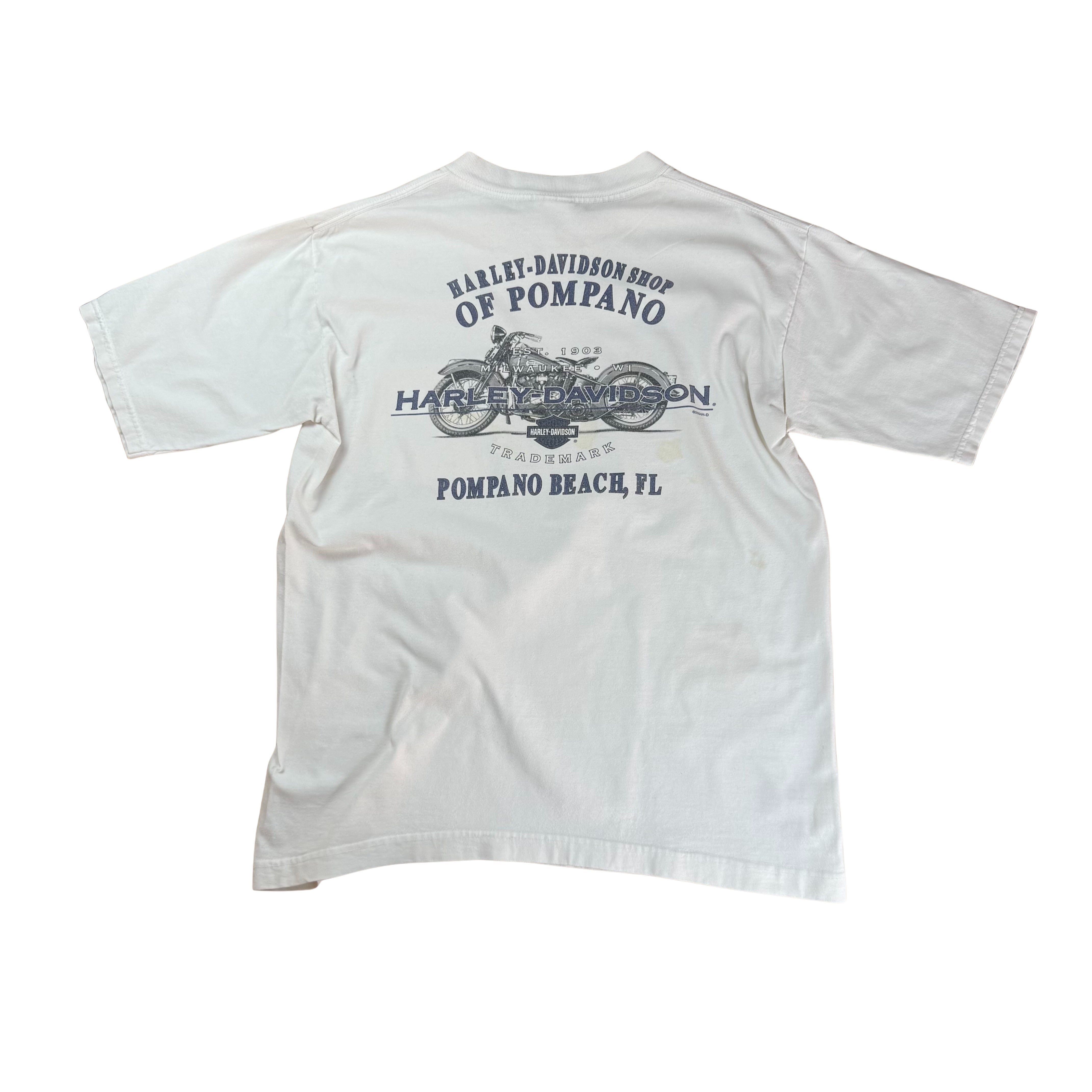 Vintage Harley Davidson T-Shirt Pompano Beach Florida - L