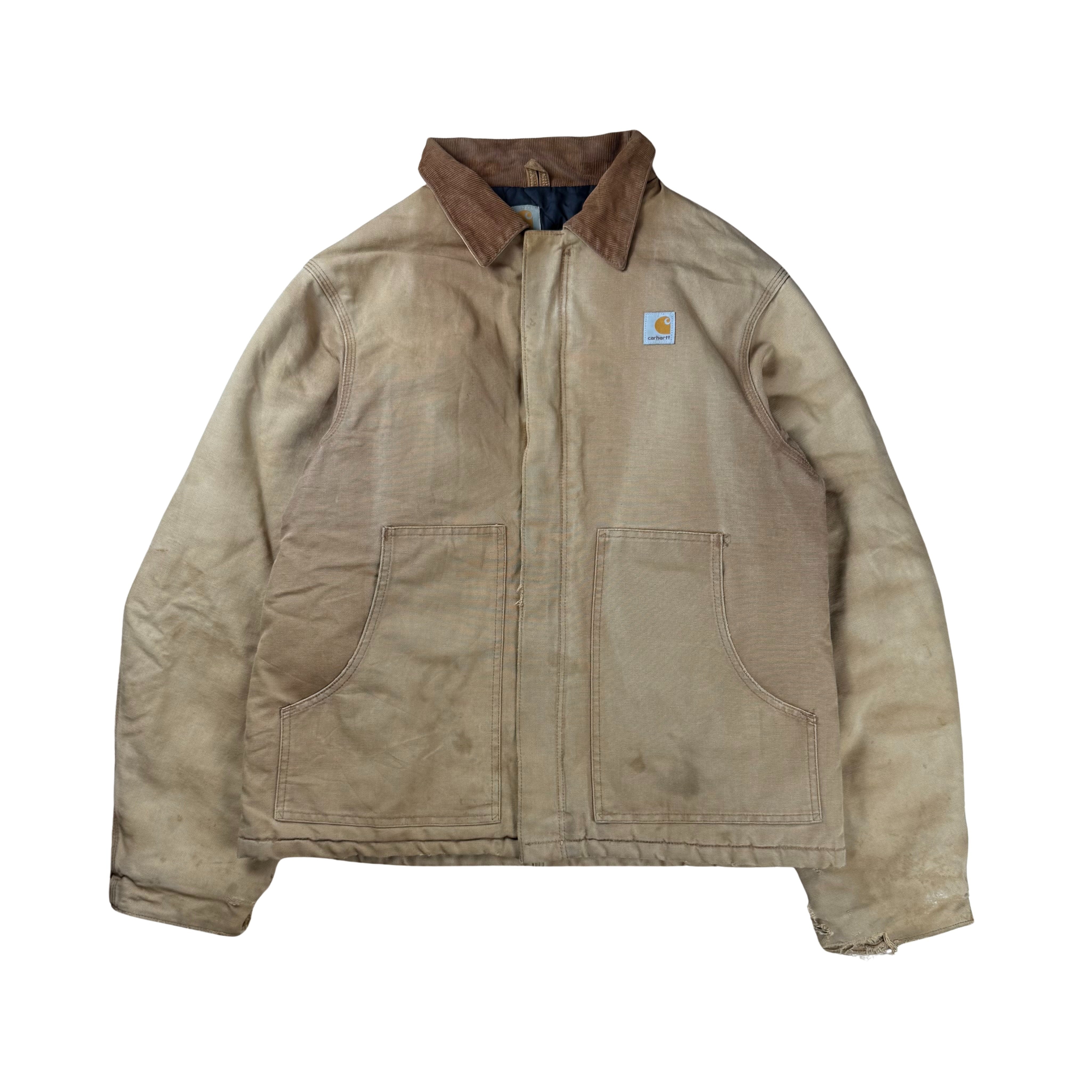 Vintage Carhartt Chore Jacket Hooded 90s Faded - L