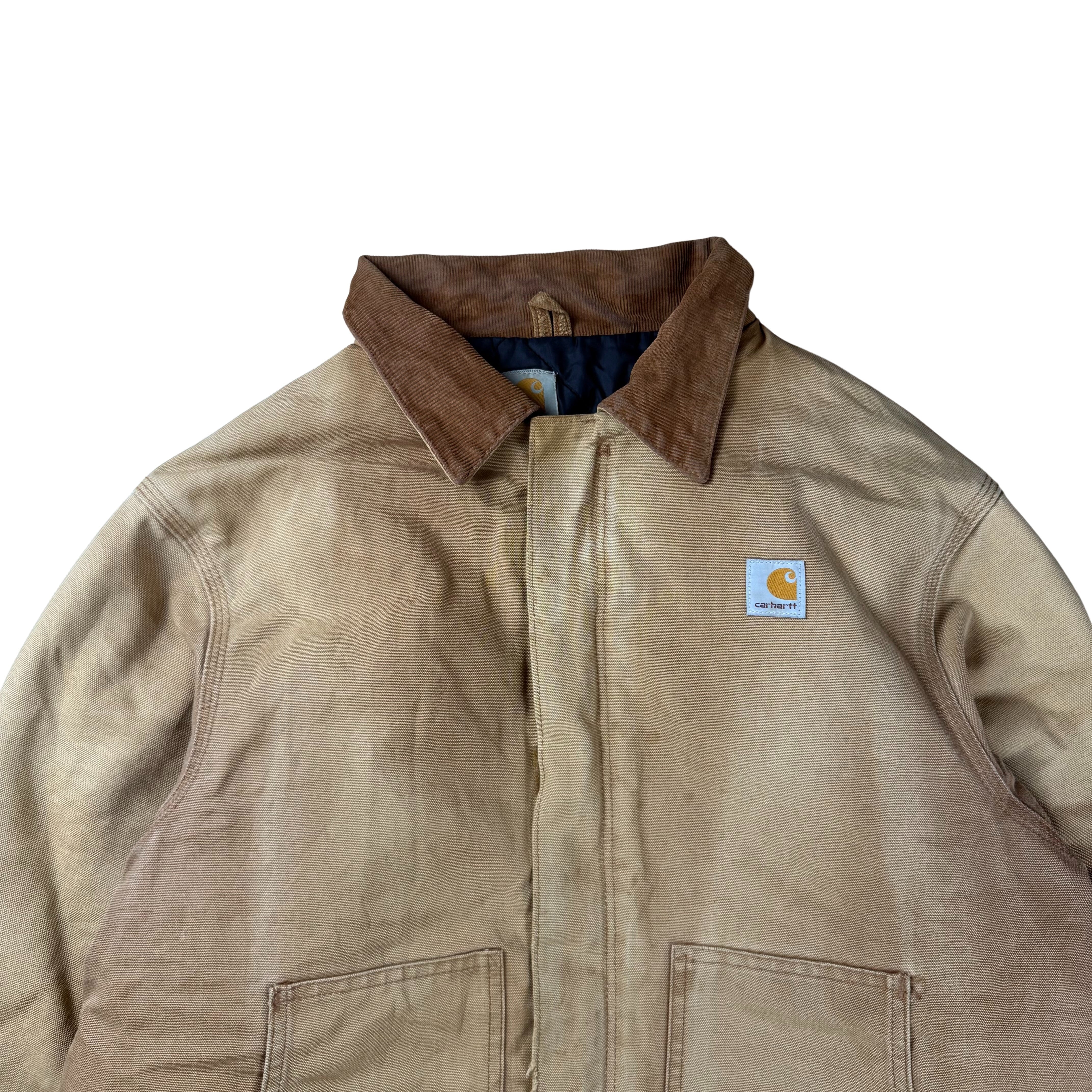 Vintage Carhartt Chore Jacket Hooded 90s Faded - L