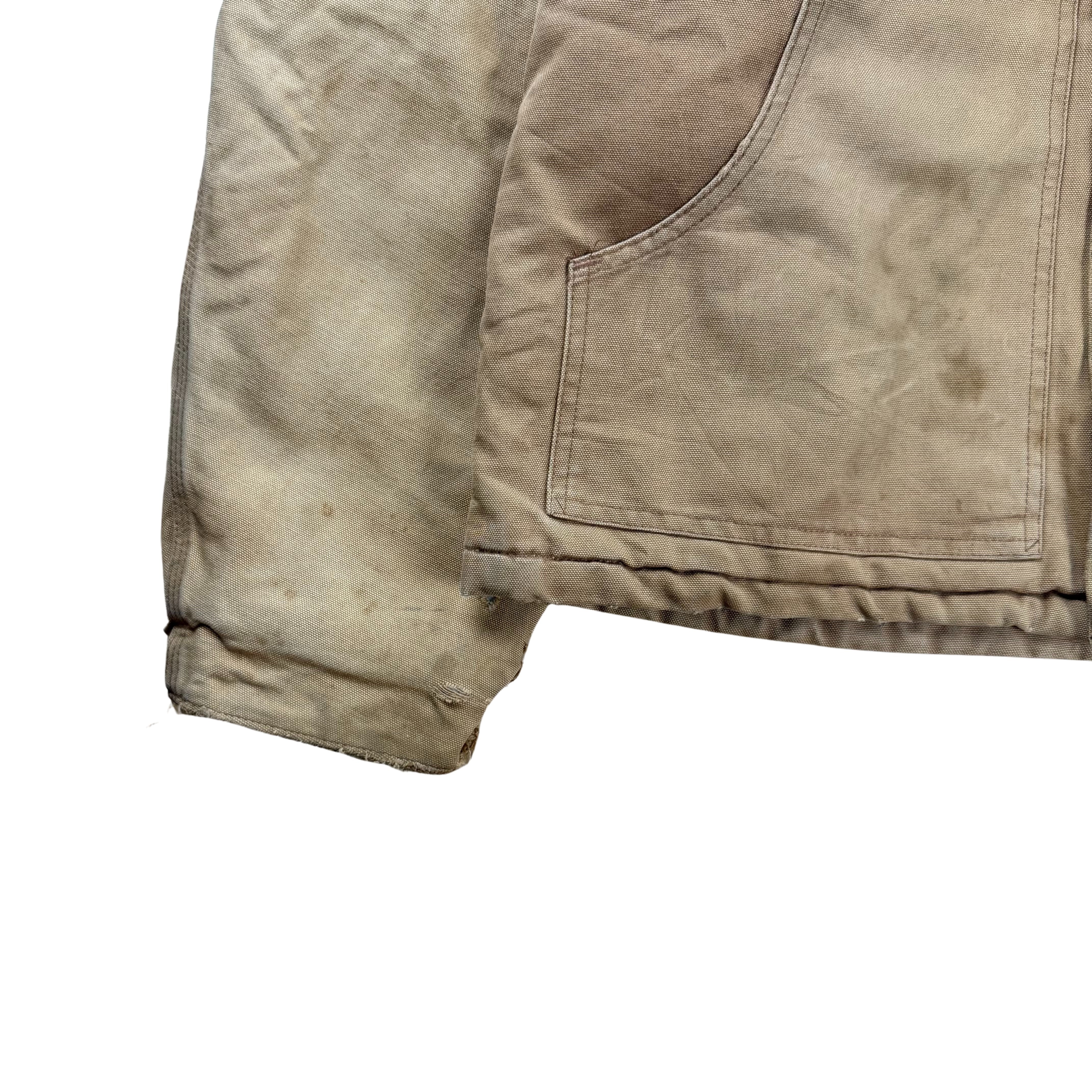 Vintage Carhartt Chore Jacket Hooded 90s Faded  - L