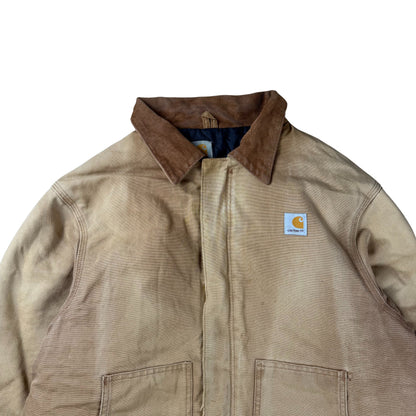 Vintage Carhartt Chore Jacket Hooded 90s Faded  - L