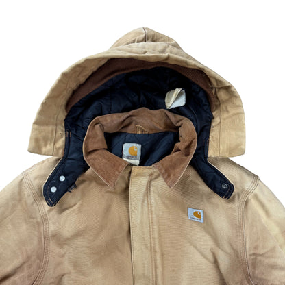 Vintage Carhartt Chore Jacket Hooded 90s Faded  - L