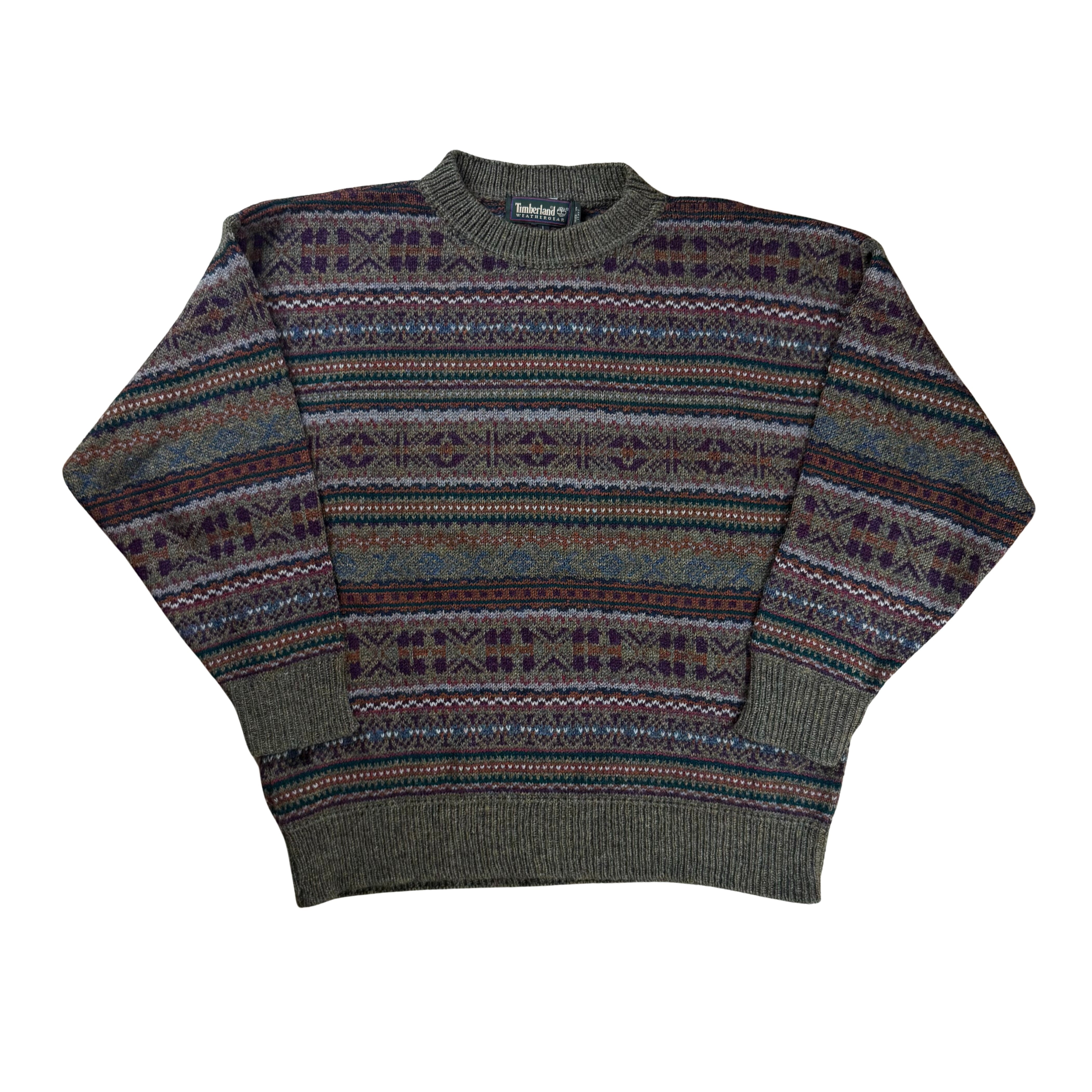 Vintage Timberland 90s Fair Isle Wool Knit Sweater  - L