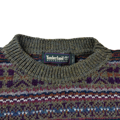 Vintage Timberland 90s Fair Isle Wool Knit Sweater  - L