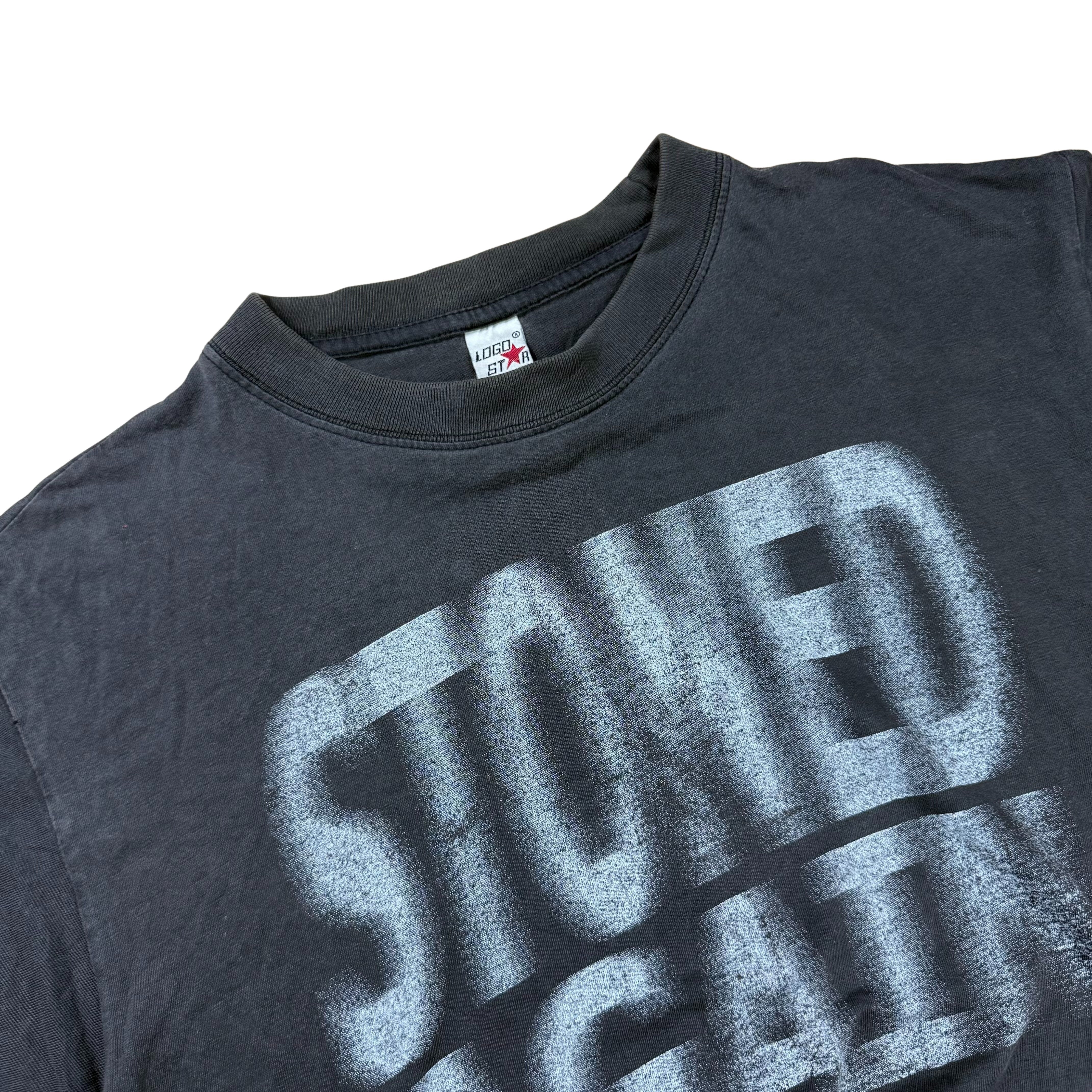 Vintage 90s Washed Gray Logo Star T-Shirt  - S