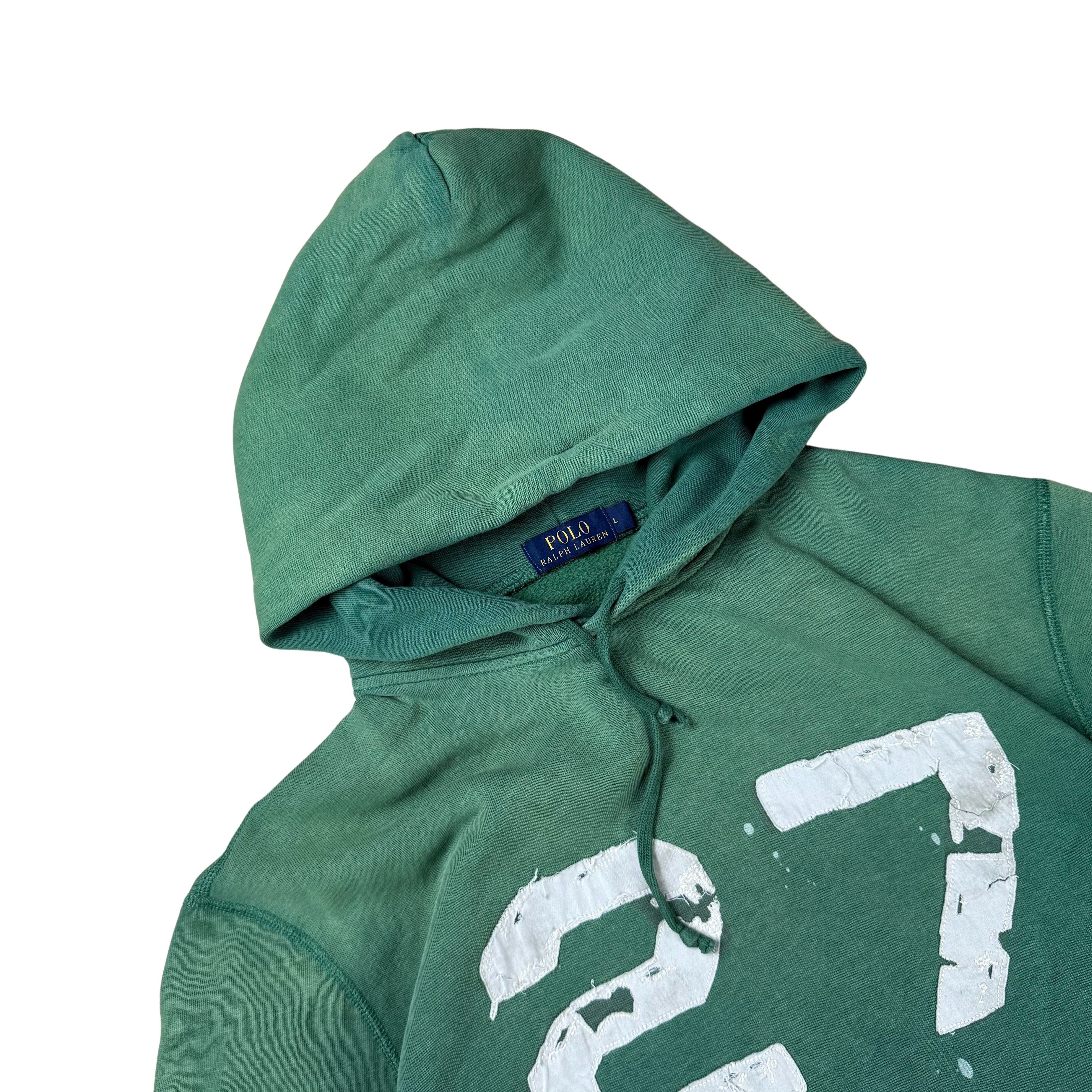 Vintage Washed Green Ralph Lauren College Hoodie  - L